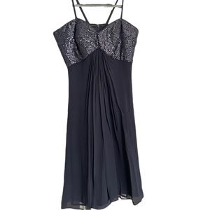 NWOT Tadashi Collection Navy Silk Cocktail Dress Size 8